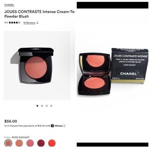 Chanel JOUES CONTRASTE Intense Cream-To-Powder Blush in Rose Radiant. MSRP$56